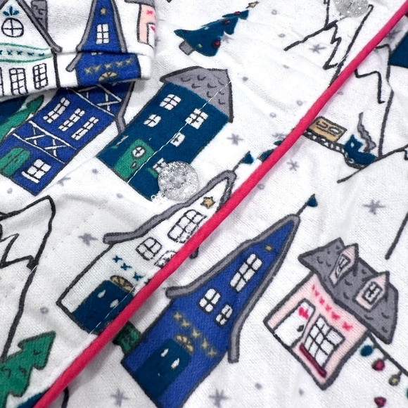 NWT Snow Skiing Village Flannel Pajama Set ❄️ Lounge Pants w/ Pockets & LS Shirt - Picture 8 of 16